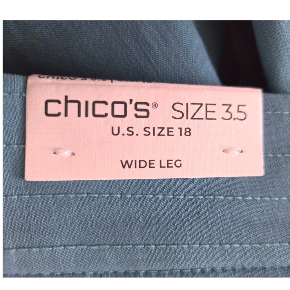 Chicos Trapunto Wide Leg‎ Crop Pants Turquoise Blue Sz 3.5/18 NWT - Picture 5 of 6